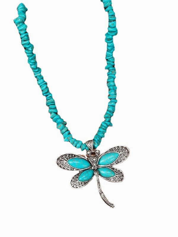 Wholesale Western Turquoise Dragonfly Necklace
