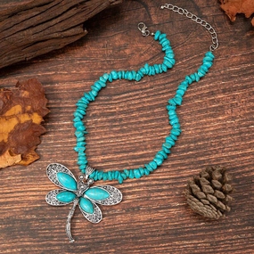 Wholesale Western Turquoise Dragonfly Necklace