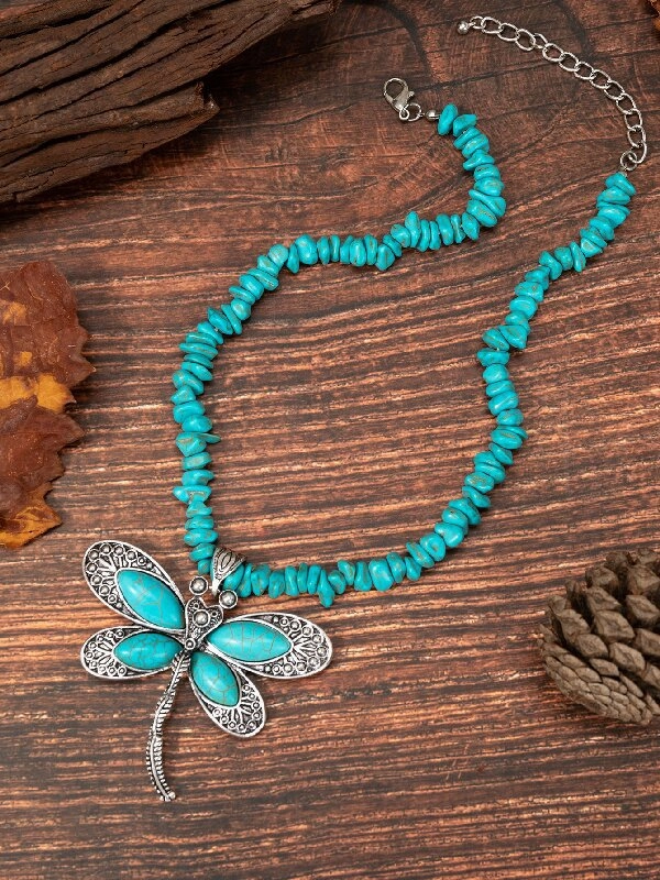 Wholesale Western Turquoise Dragonfly Necklace