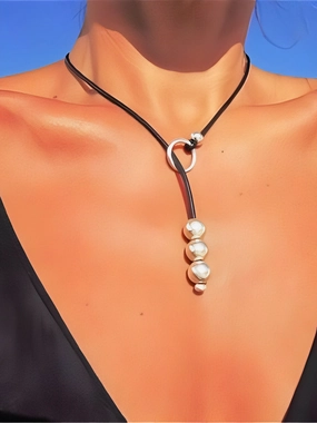 Wholesale Western Vintage Leather Beaded Necklace