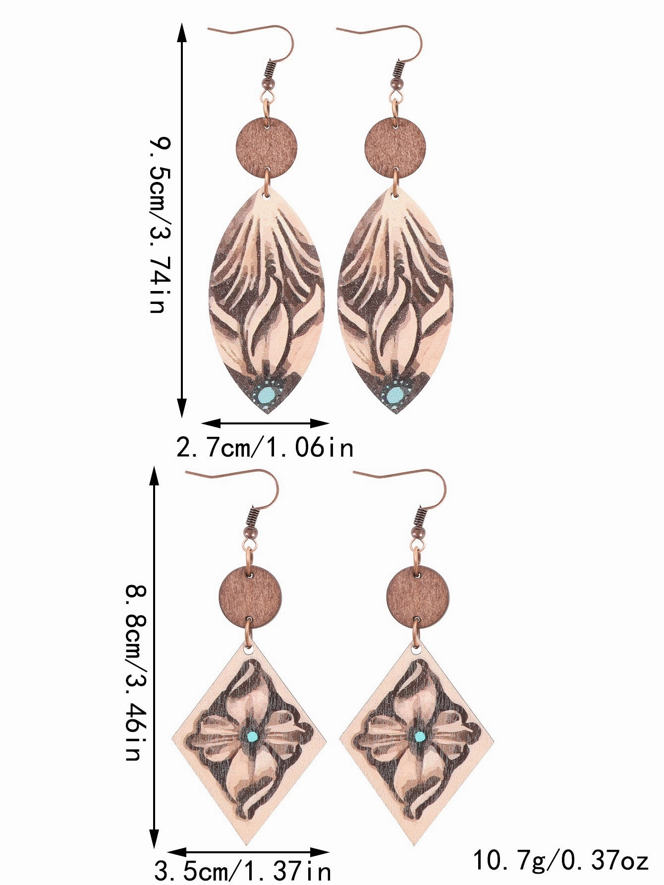 Wholesale Western Wind Sunflower Cactus Horsehead Wooden Earrings