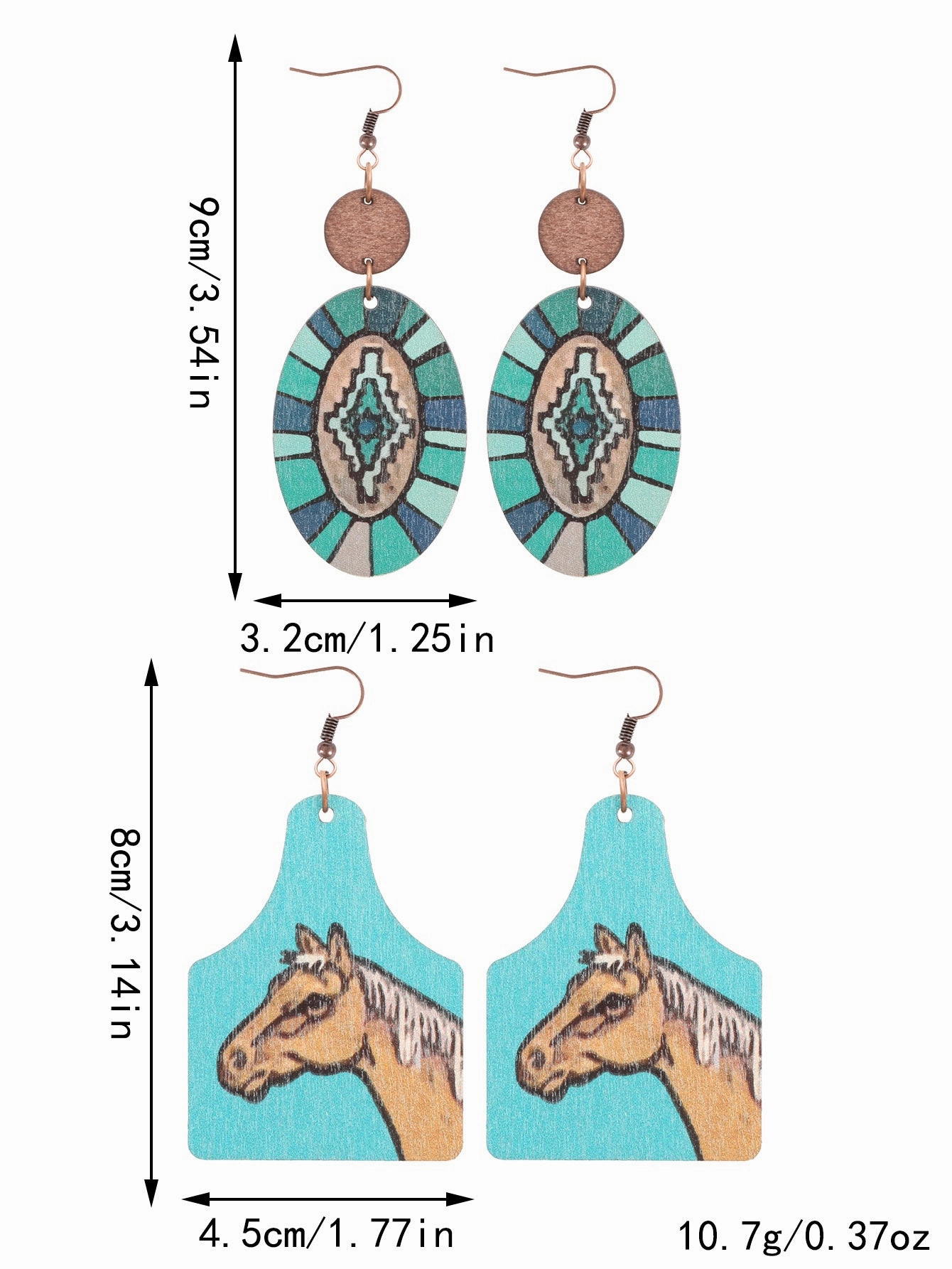 Wholesale Western Wind Sunflower Cactus Horsehead Wooden Earrings
