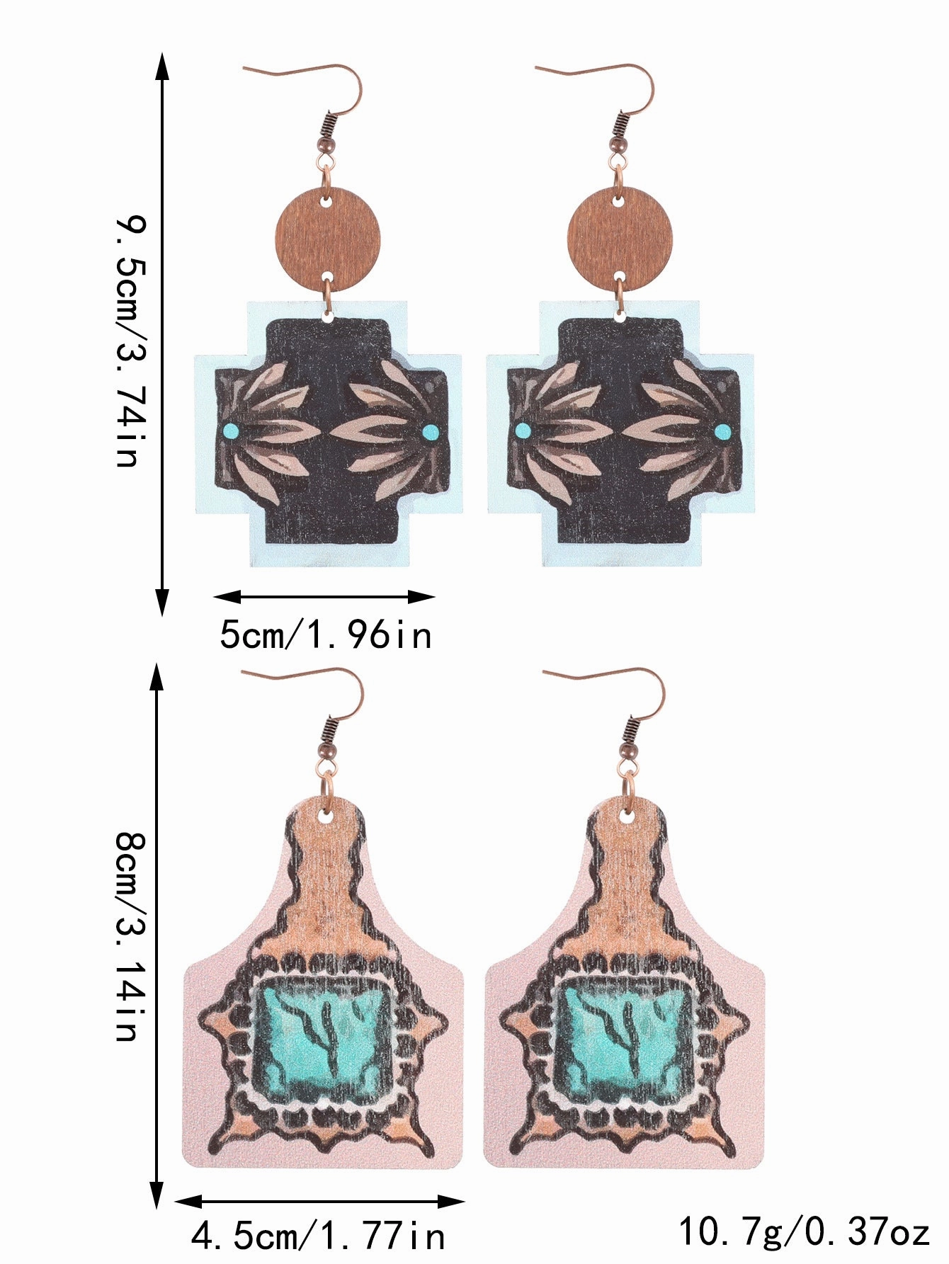 Wholesale Western Wind Sunflower Cactus Horsehead Wooden Earrings