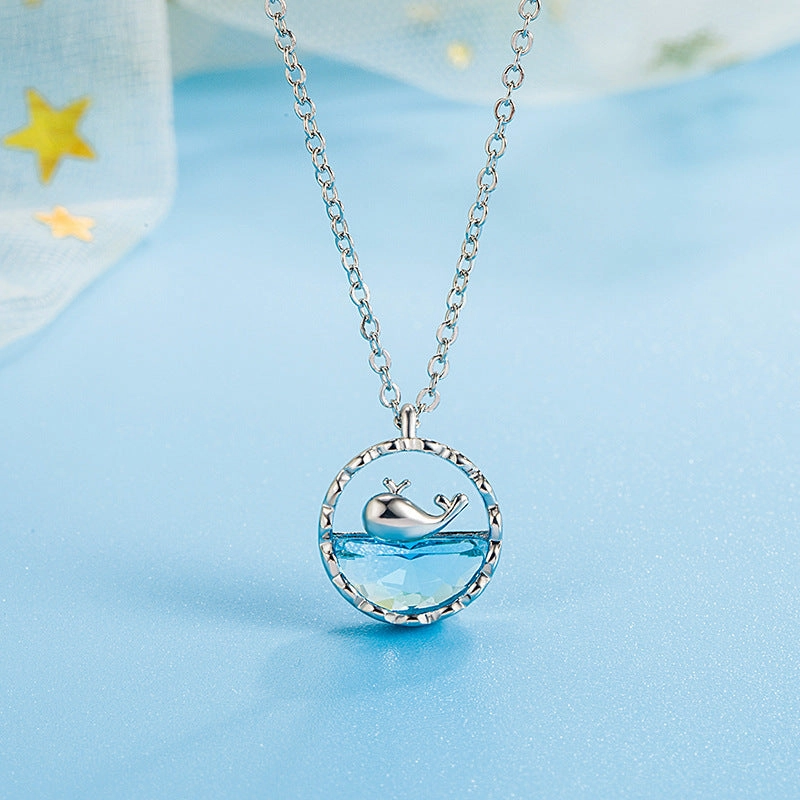 Wholesale Whale Sterling Silver Necklace Light Luxury Niche High-end Fishtail Clavicle Chain