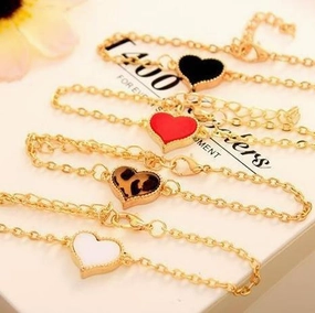 Wholesale White Four Leaf Clover Heart Love Bracelet