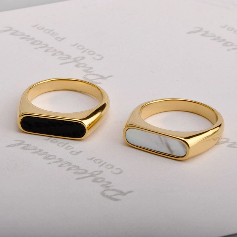 Wholesale White Shell Stainless Steel Ring