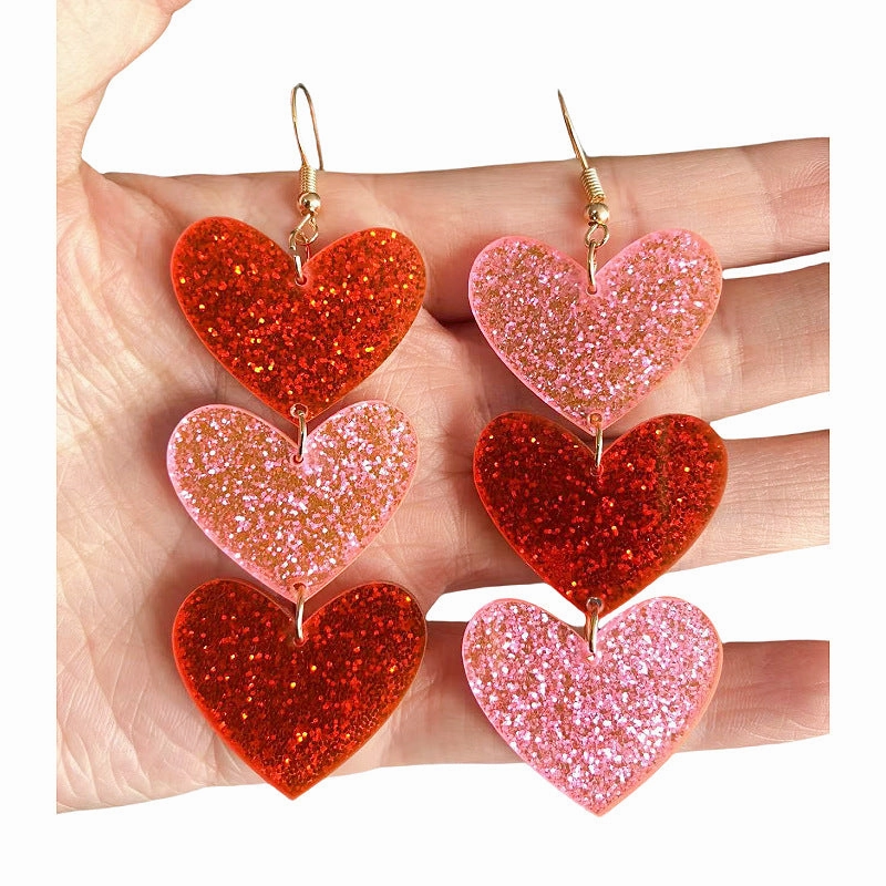 Wholesale Wholesale cute simple acrylic Valentine's Day love sequin earrings