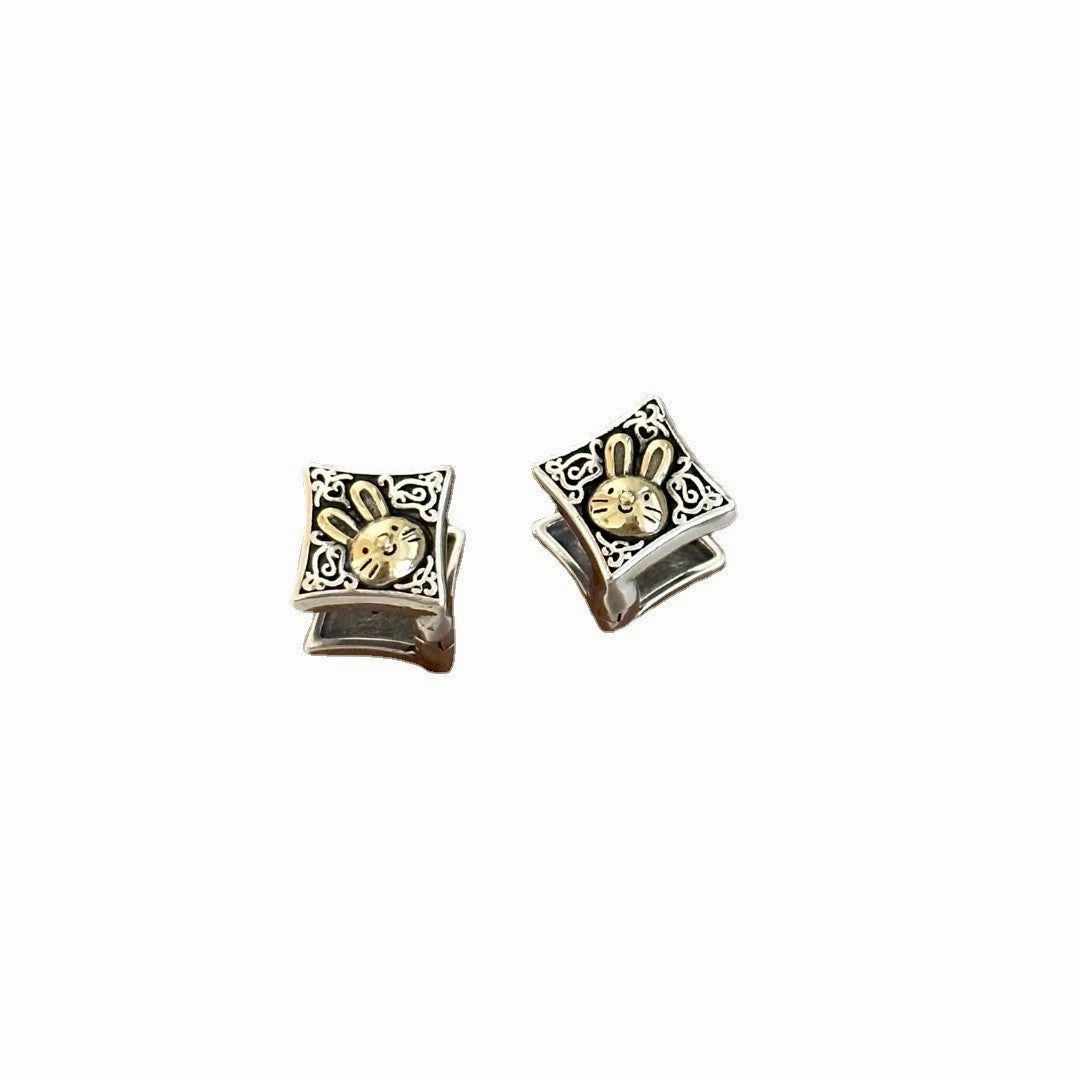 Wholesale Wholesale Golden Rabbit Starburst Double-Sided Earrings