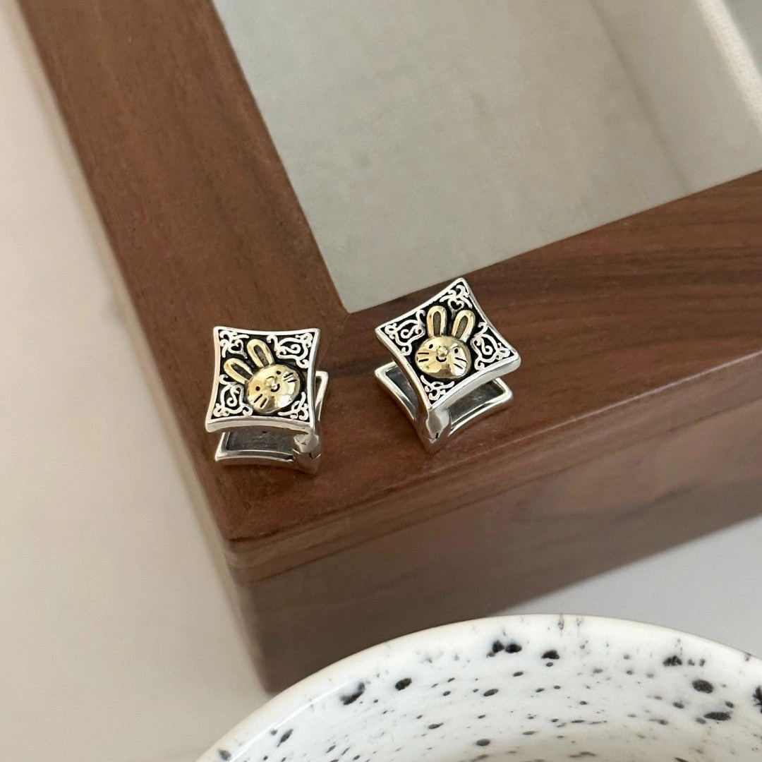 Wholesale Wholesale Golden Rabbit Starburst Double-Sided Earrings