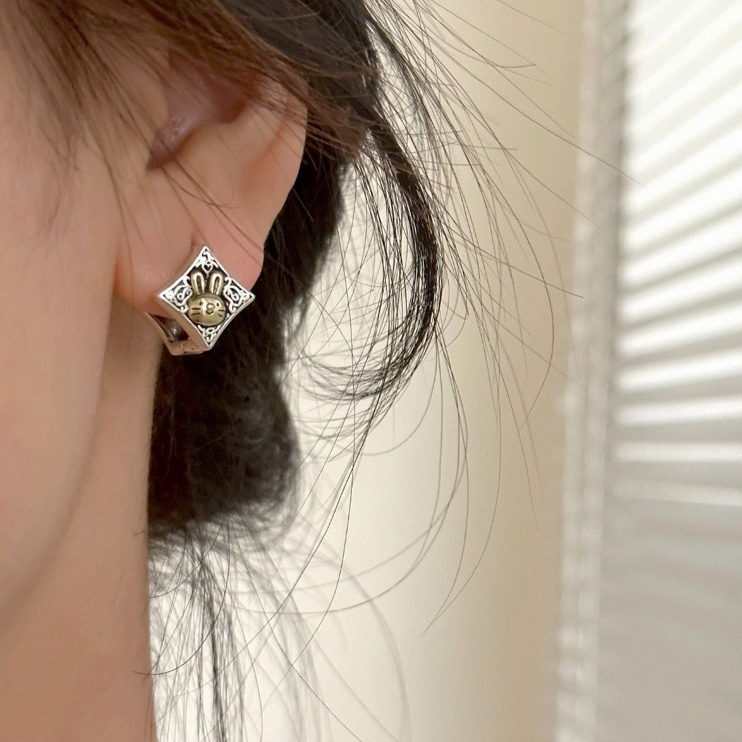 Wholesale Wholesale Golden Rabbit Starburst Double-Sided Earrings