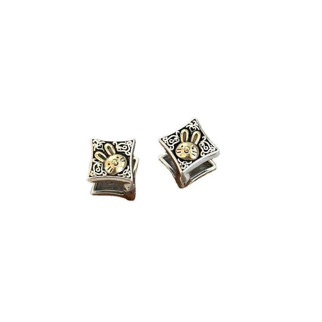 Wholesale Wholesale Golden Rabbit Starburst Double-Sided Earrings