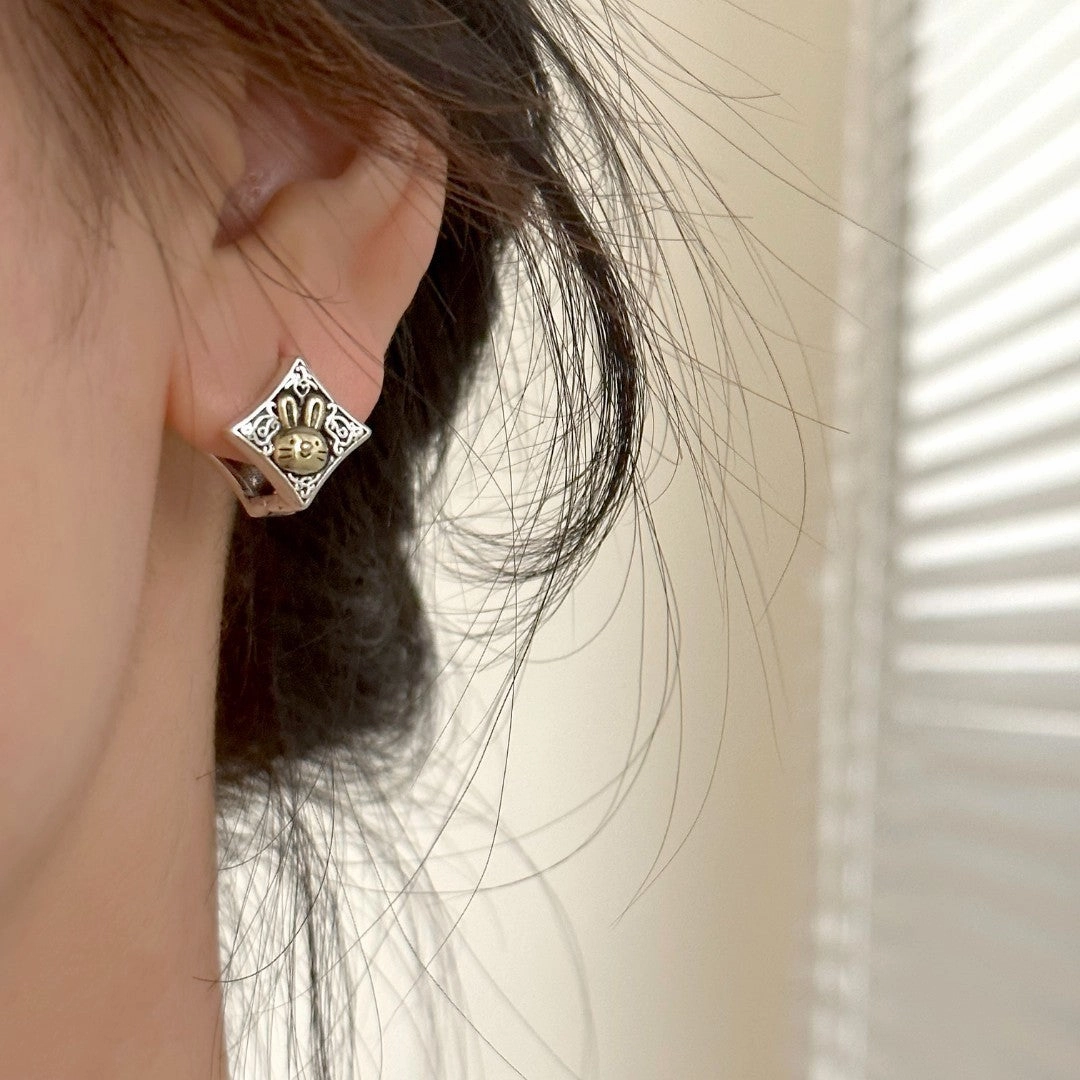 Wholesale Wholesale Golden Rabbit Starburst Double-Sided Earrings