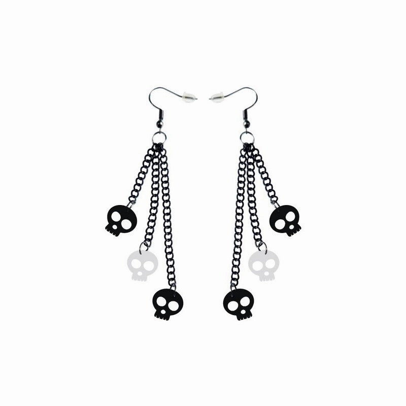 Wholesale Wholesale Halloween Acrylic Black Chain Bat Skeleton Spider Pumpkin Coffin BOO Ghost Earrings