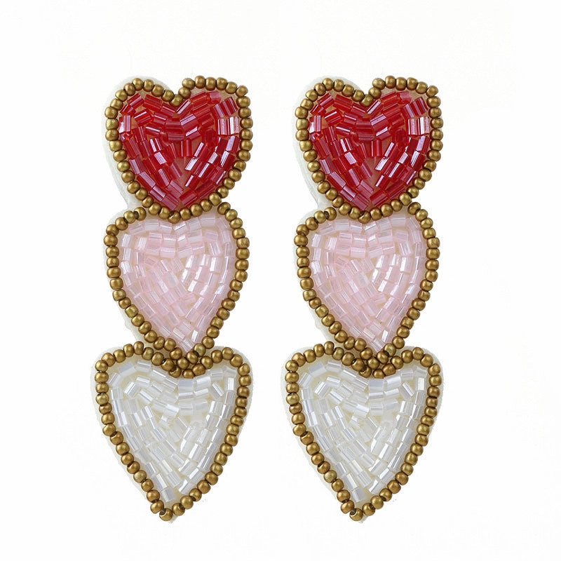 Wholesale Wholesale Hand-sewn Bohemian Heart Earrings
