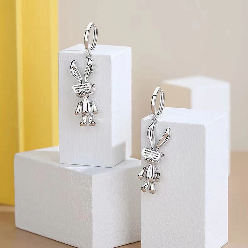 Wholesale Wholesale Hip Hop Mechanical Rabbit Earrings