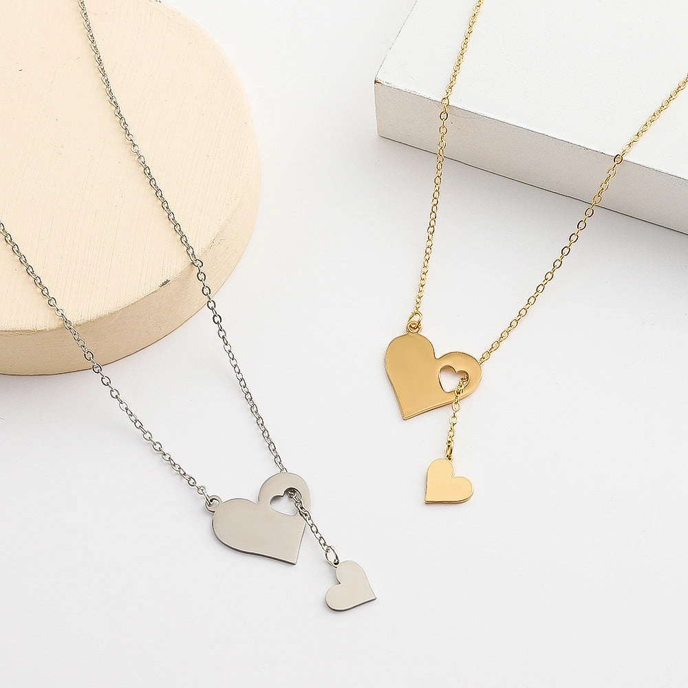 Wholesale Wholesale love hollow peach heart clavicle necklace