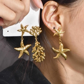 Wholesale wholesale personality fashion new marine series earrings Joker starfish earrings