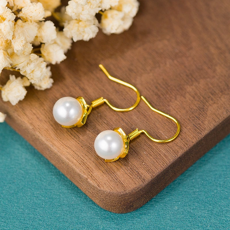 Wholesale Wholesale simple fashion freshwater pearl enamel cloisonne women's gold-plated ear hooks
