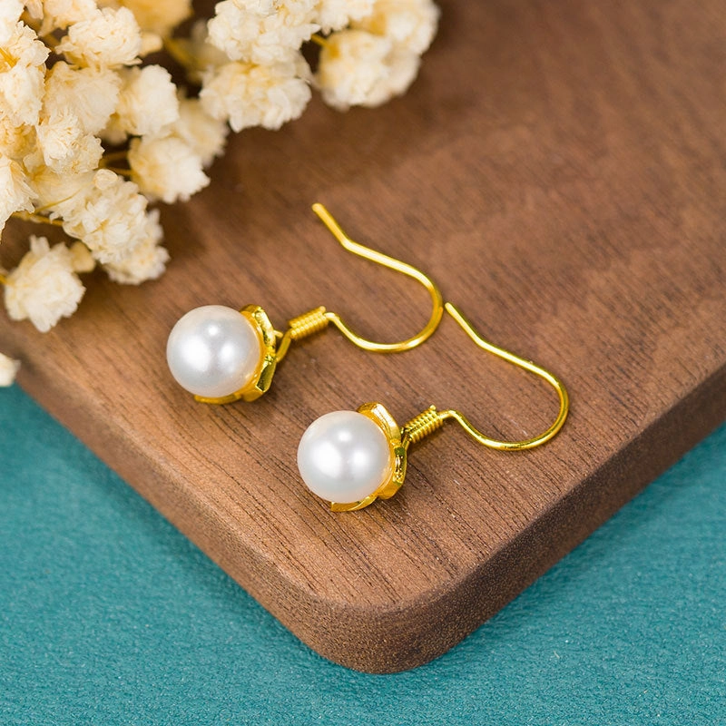 Wholesale Wholesale simple fashion freshwater pearl enamel cloisonne women's gold-plated ear hooks