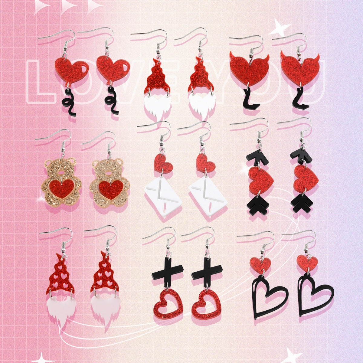 Wholesale Wholesale Valentine's Day series love bear acrylic earrings