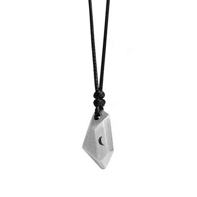 Wholesale Wishing Stone Couples One Pair Simple Fashion Copper Silver Plated Sun and Moon Pendant Pull-out Rope Clavicle Necklaces