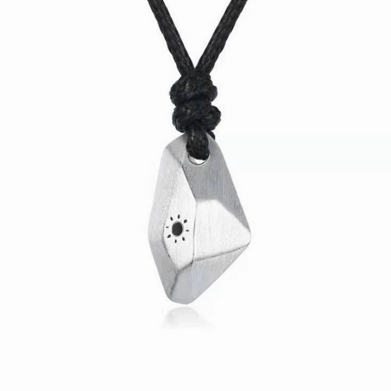 Wholesale Wishing Stone Couples One Pair Simple Fashion Copper Silver Plated Sun and Moon Pendant Pull-out Rope Clavicle Necklaces