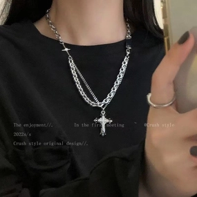 Wholesale Women's Double-Layer Cross Pendant Necklace Accessories