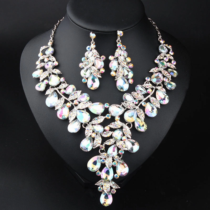 Wholesale Women's Evening Dress Accessories Large Waterdrop Necklace Earrings Set