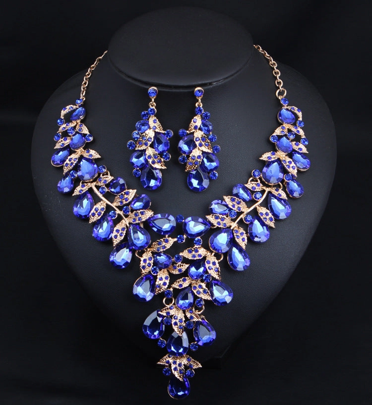 Wholesale Women's Evening Dress Accessories Large Waterdrop Necklace Earrings Set