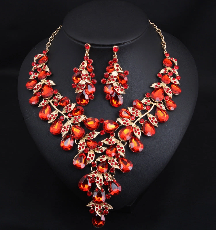 Wholesale Women's Evening Dress Accessories Large Waterdrop Necklace Earrings Set