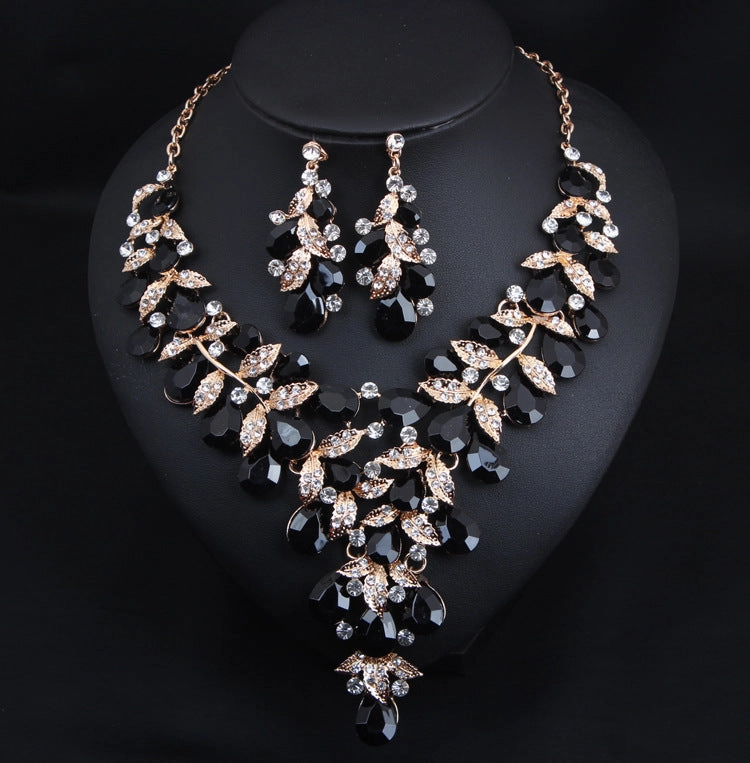 Wholesale Women's Evening Dress Accessories Large Waterdrop Necklace Earrings Set