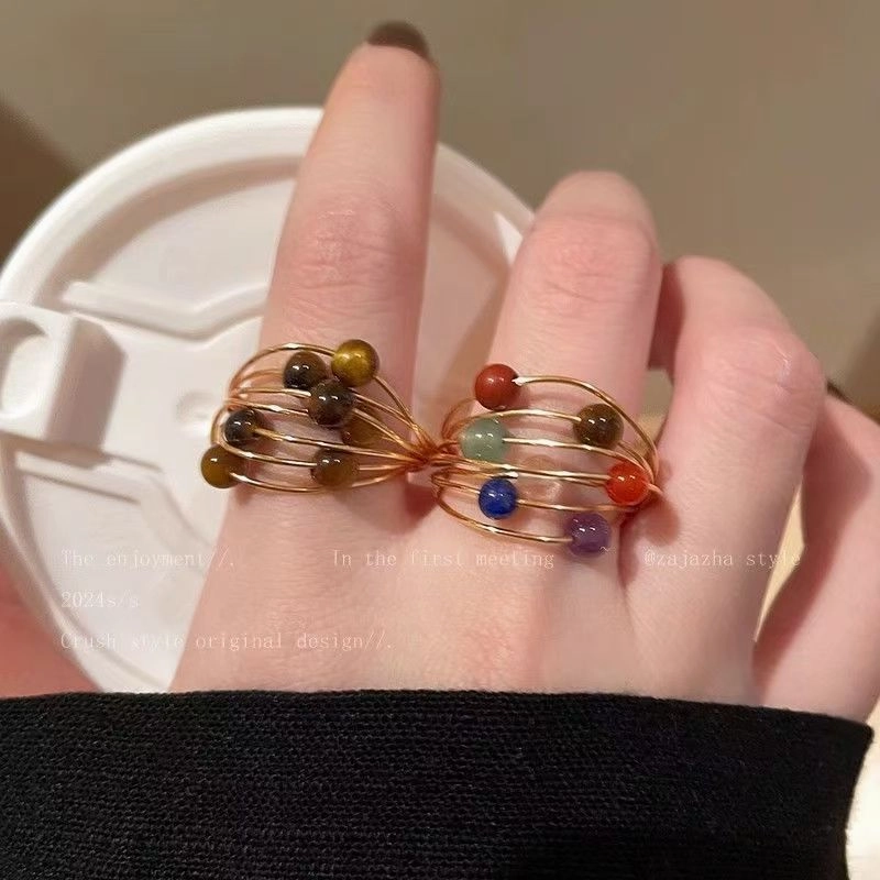 Wholesale Women's Retro Colored Tourmaline Planet Ring