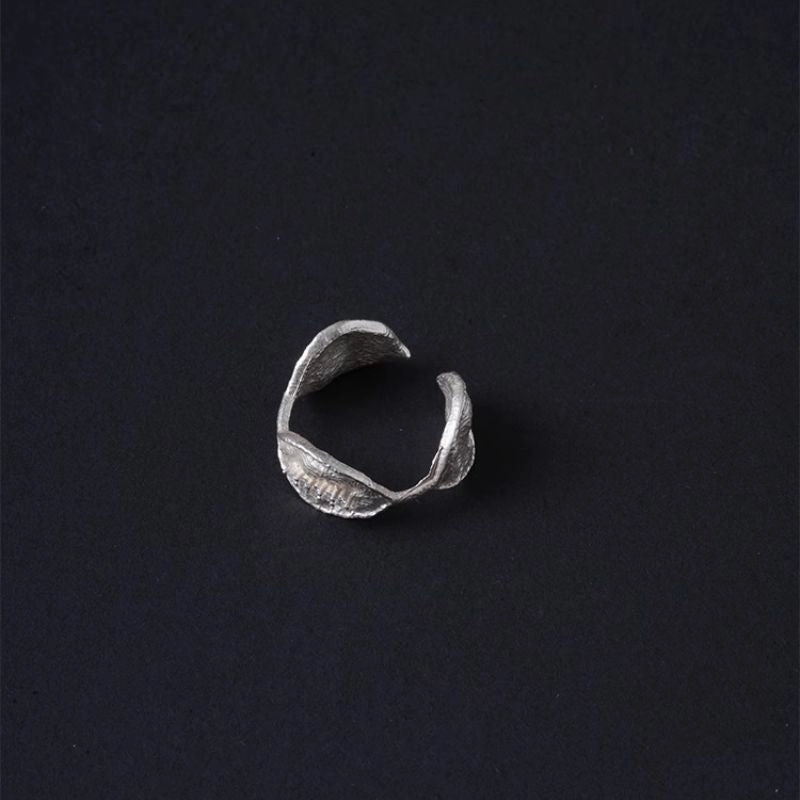 Wholesale women's retro textured silver zircon open light luxury niche ring