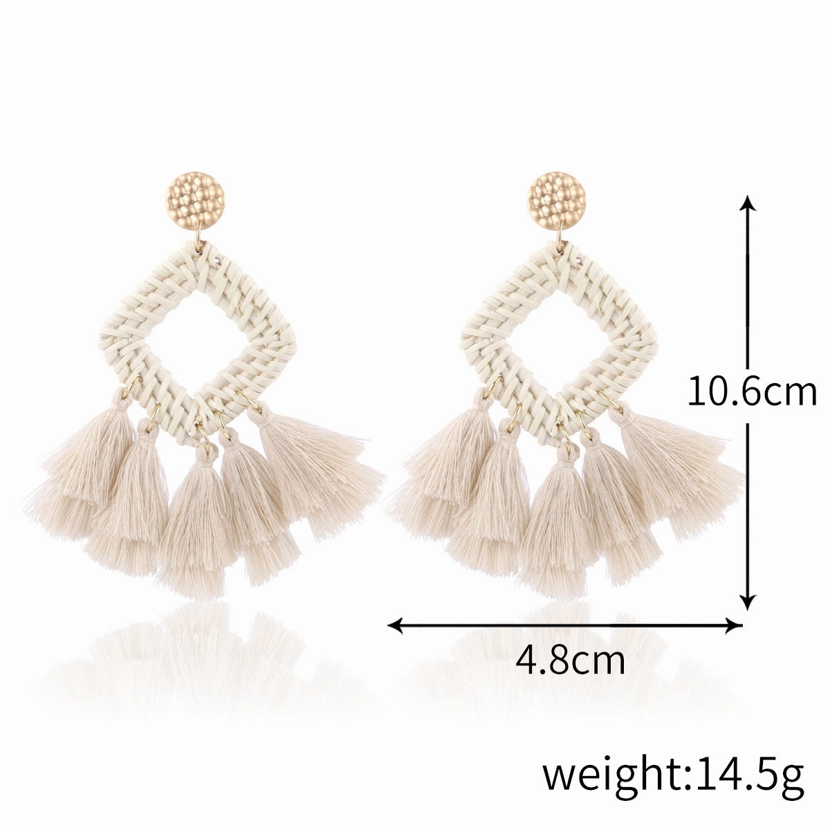 Wholesale Wooden Bohemian Bamboo Rattan Handmade Woven Rattan Earrings