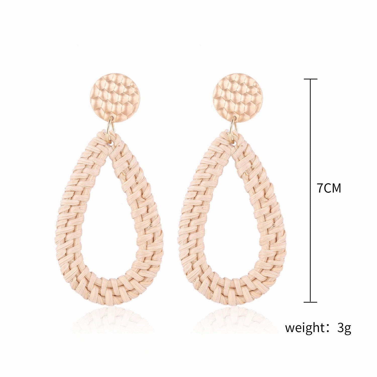 Wholesale Wooden Bohemian Bamboo Rattan Handmade Woven Rattan Earrings