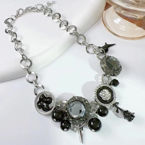 Wholesale Y2K Gothic Black Memories Button Star Hot Girl Clavicle Chain
