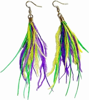 Wholesale Yellow, purple and green feather tassel earrings