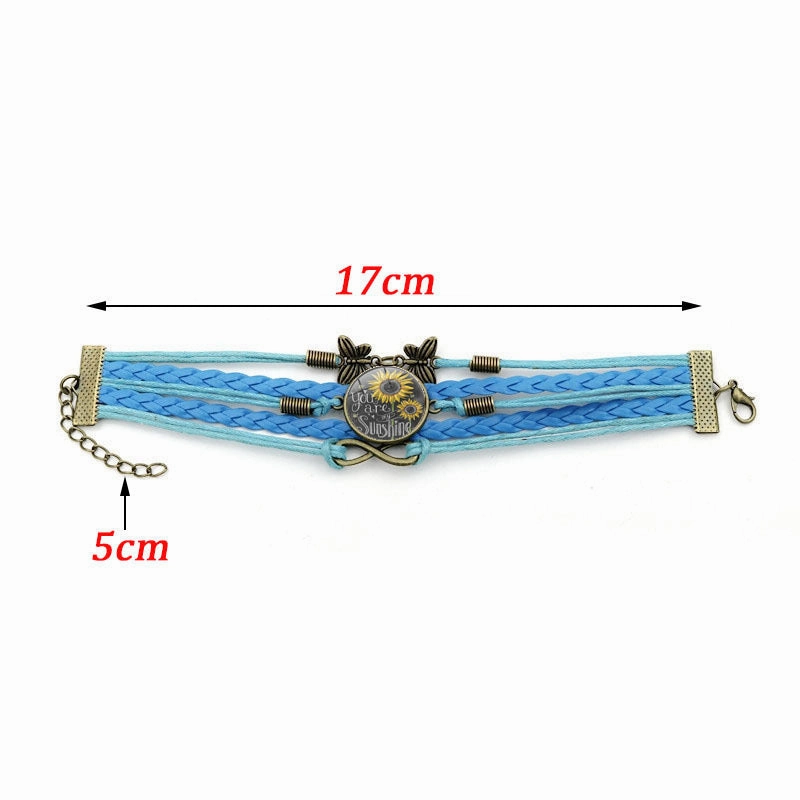 Wholesale You Are My Sunshine Quotes Time Gemstones Vintage Butterfly 8 Character Combo Alloy Bracelet