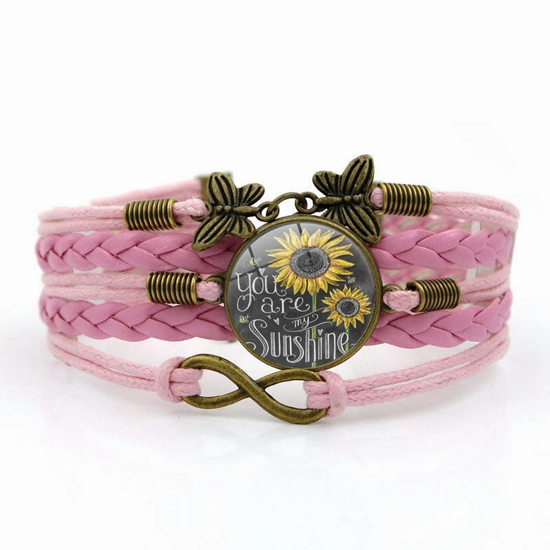 Wholesale You Are My Sunshine Quotes Time Gemstones Vintage Butterfly 8 Character Combo Alloy Bracelet