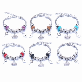 Wholesale Zinc Alloy Beaded Crown Pendant Bracelet