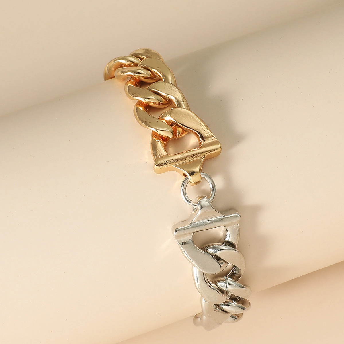 Wholesale Zircon Bracelet Set Exaggerated Geometric Beaded Thick Chain Bracelet