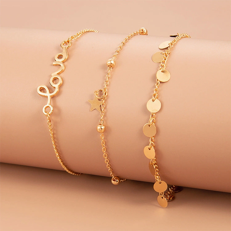 Wholesale Zircon Bracelet Set Exaggerated Geometric Beaded Thick Chain Bracelet