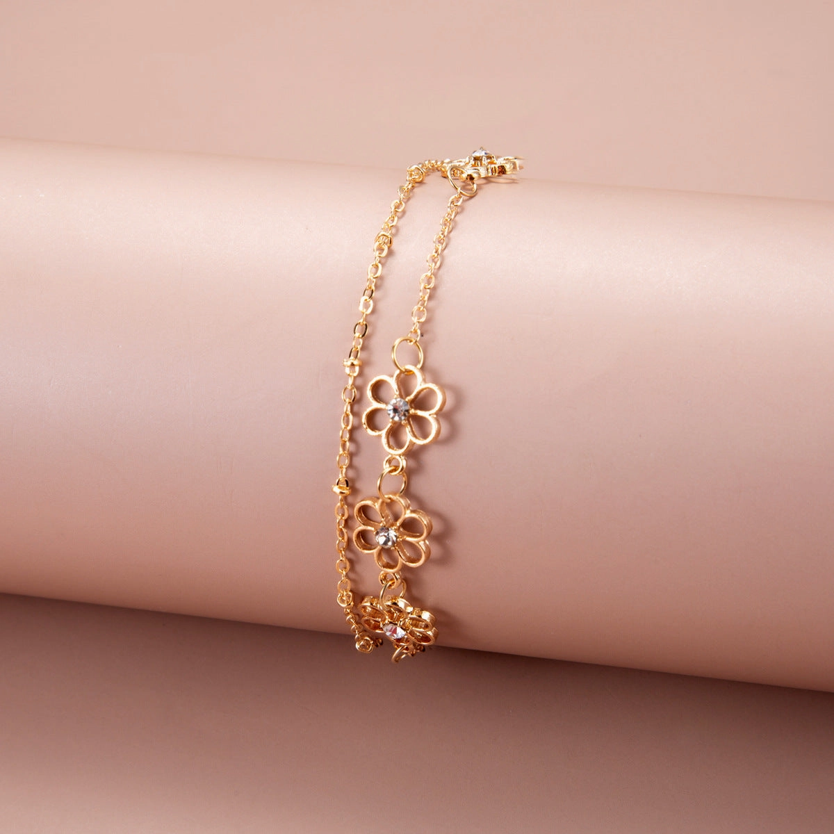 Wholesale Zircon Bracelet Set Exaggerated Geometric Beaded Thick Chain Bracelet