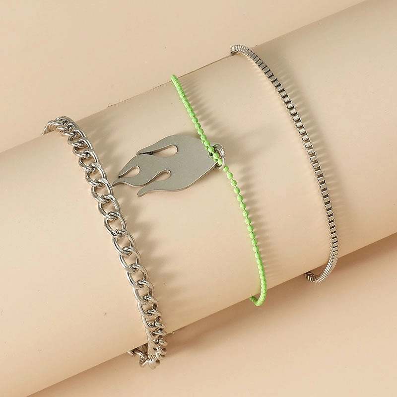 Wholesale Zircon Bracelet Set Exaggerated Geometric Beaded Thick Chain Bracelet