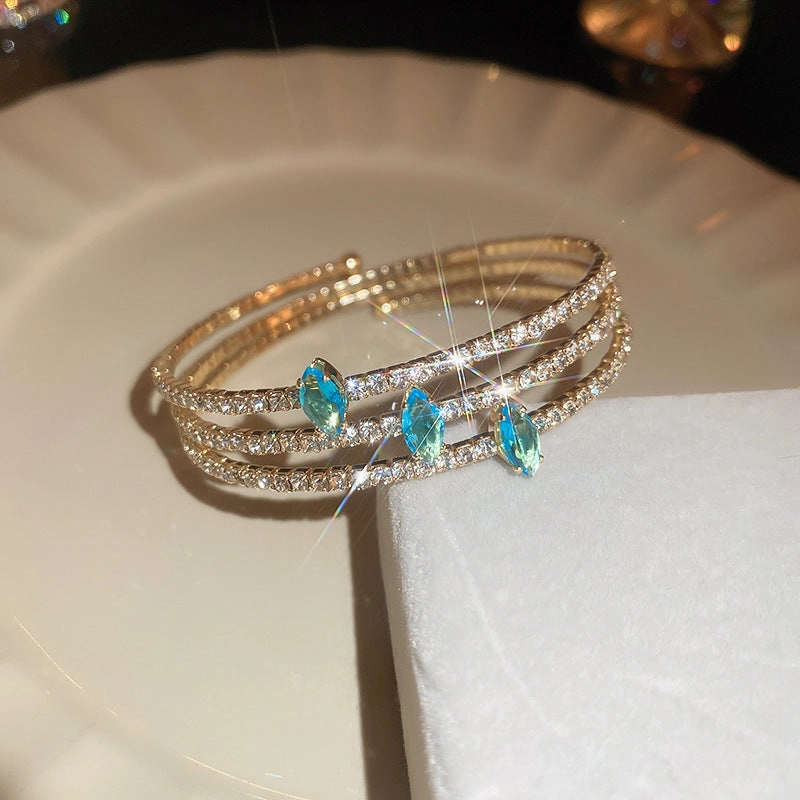 Wholesale Zircon Diamond Inlaid Irregular Multi-layer Metal Bracelets