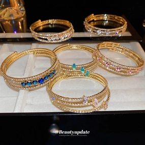 Wholesale Zircon Diamond Inlaid Irregular Multi-layer Metal Bracelets