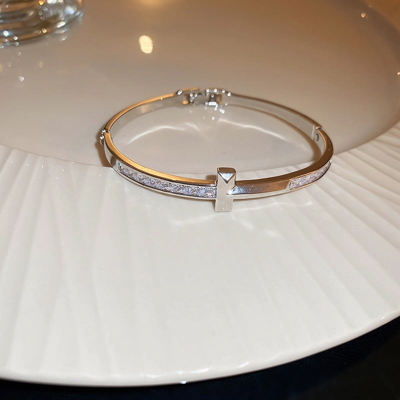 Wholesale Zircon Double Layer Letter Buckle Bracelet