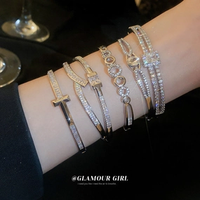 Wholesale Zircon Double Layer Letter Buckle Bracelet