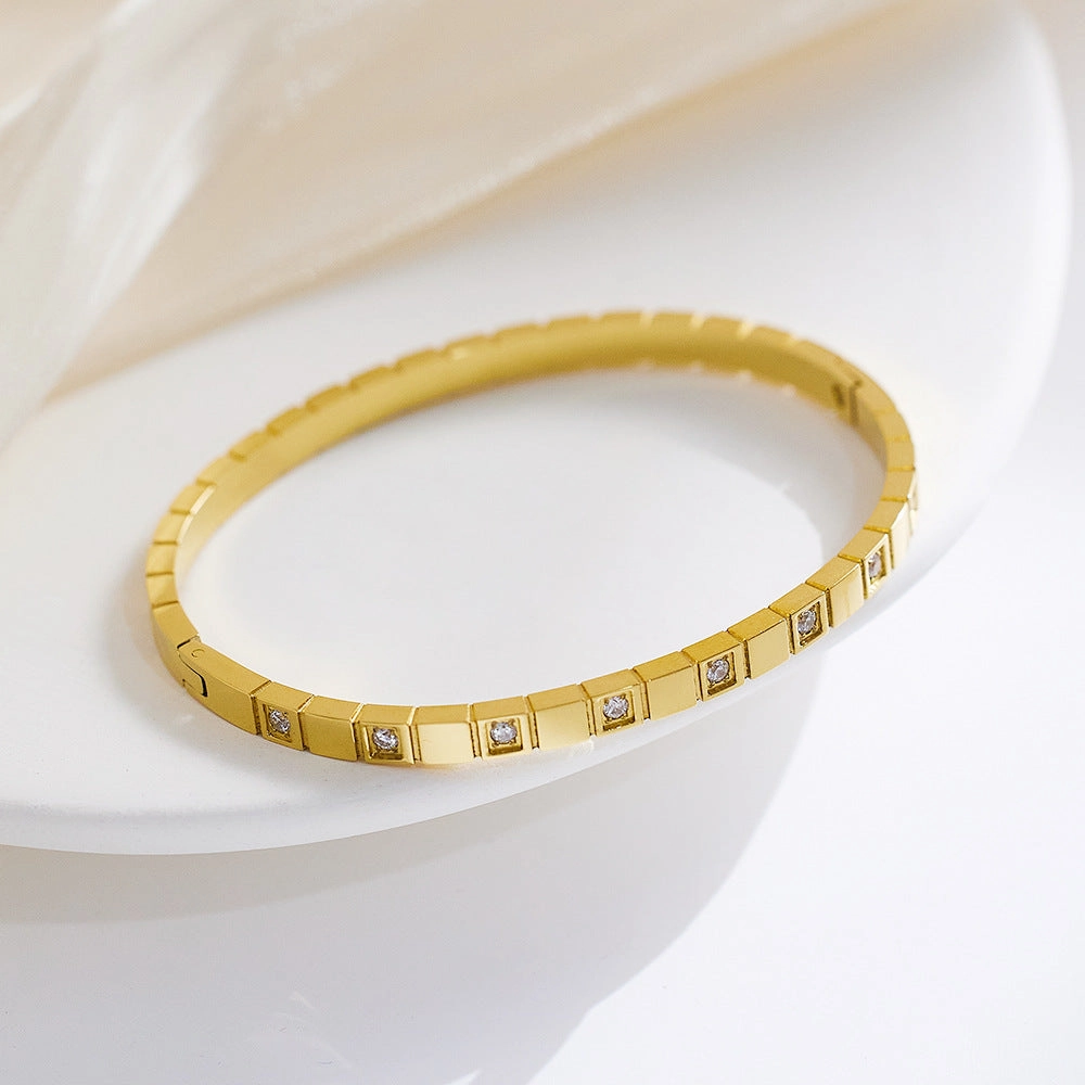 Wholesale Zircon Gold Titanium Steel Diamond Bracelet
