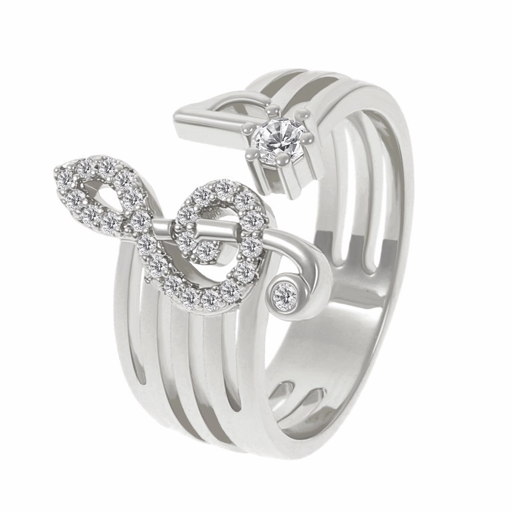 Wholesale Zircon Inlaid Musical Symbols Alloy Rings